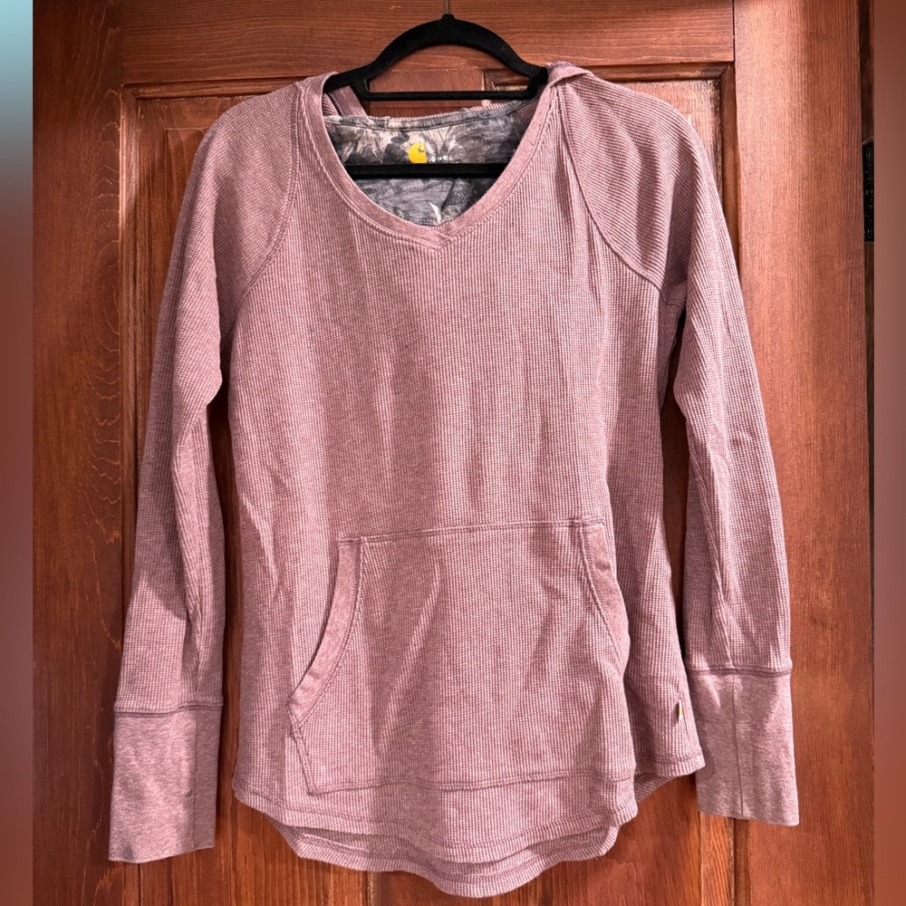 Carhartt hooded long sleeve waffle top, size s